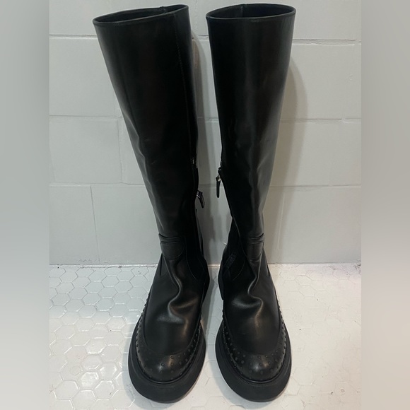 New TODS Black Leather Classic Tall Knee-High Boots - Size 35.5 - Picture 3 of 9